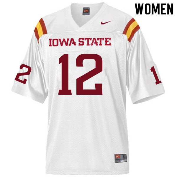 Iowa State Cyclones Women's #12 Easton Dean Nike NCAA Authentic White College Stitched Football Jersey IT42P12BD